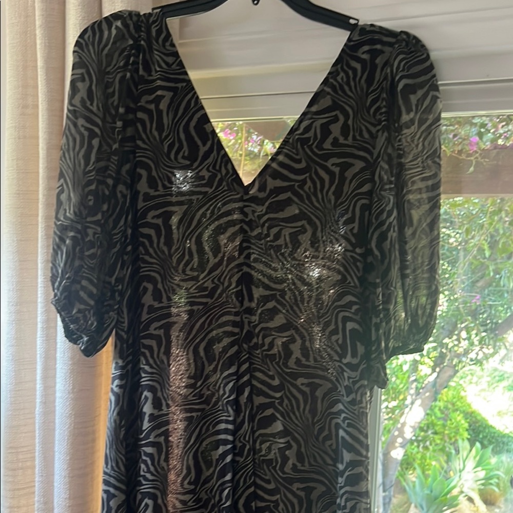 Ganni Black Puff Sleeve V-Neck Maxi Dress
